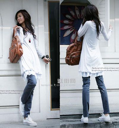 韩国裙式长衫 超级显瘦单品