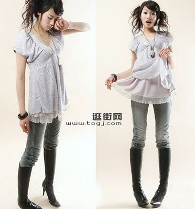 韩国裙式长衫 超级显瘦单品